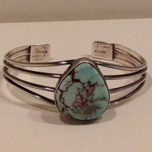 Vintage Turquoise Sterling Silver Bracelet Navajo